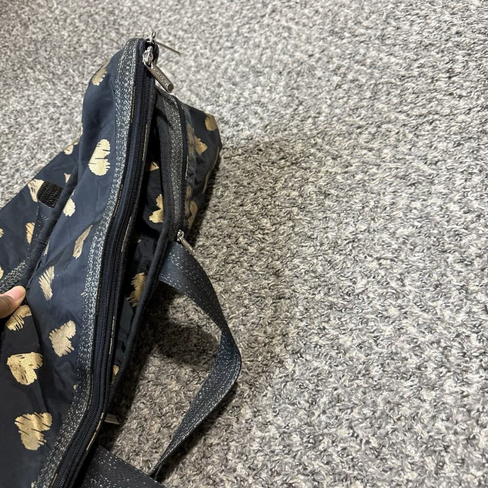 LeSportSac Large Weekend Tote Bag Black with Gold Hearts - Picture 6 of 7